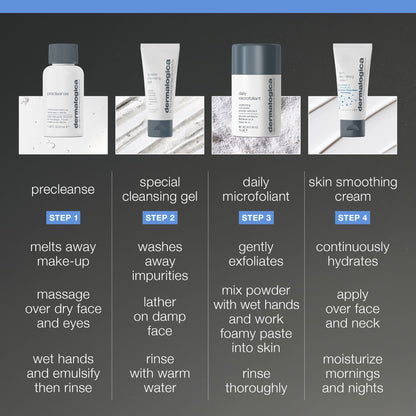 Dermalogica Skincare Set - Travel Sized Cleansing, Exfoliating, and Moisturizing Kit