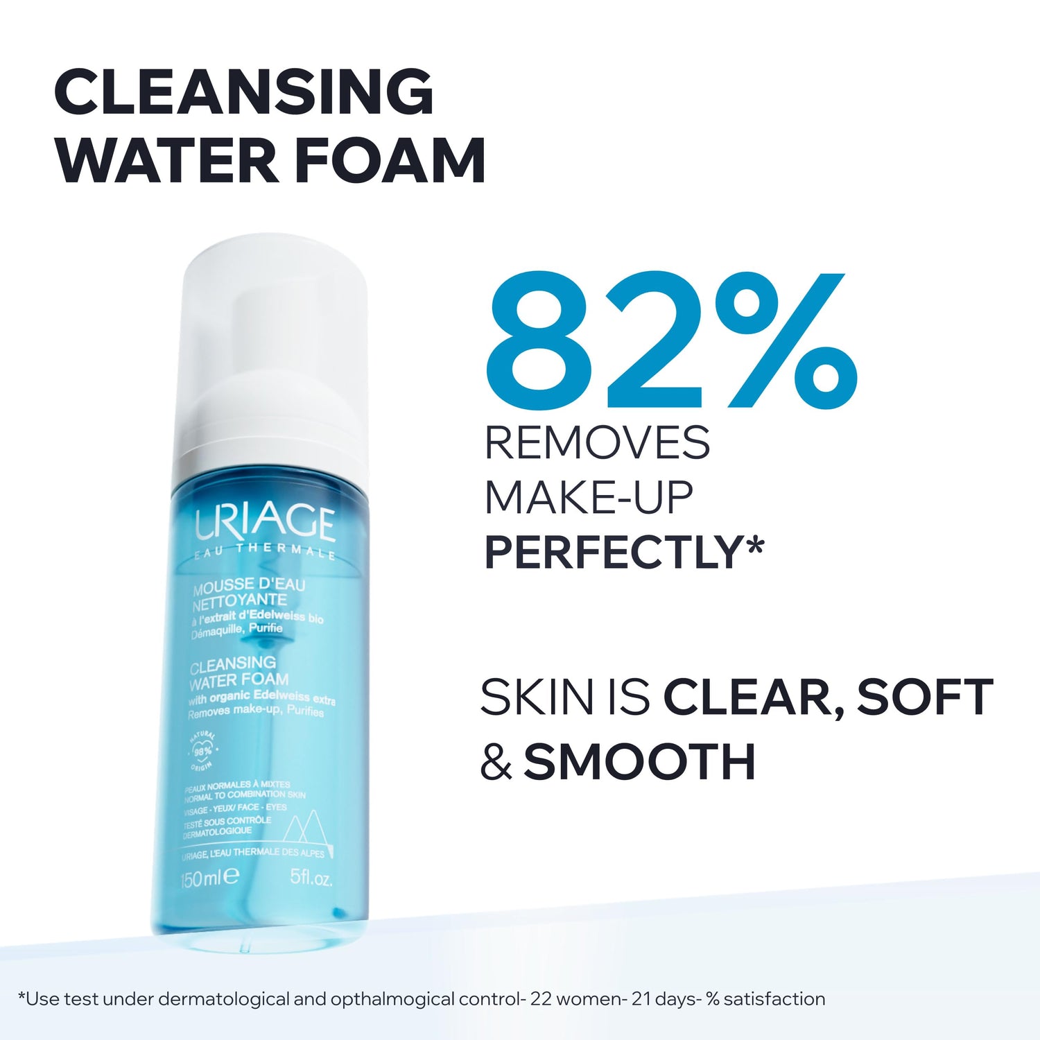 Uriage Gentle Facial Cleansing Foam &amp; Makeup Remover - Suitable for Normal &amp; Combination Skin Types