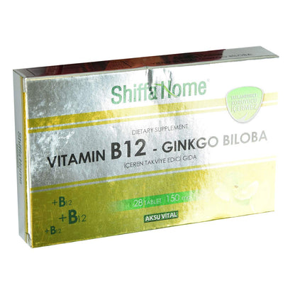 Shiffa Home Vitamin B12 &amp; Ginkgo Biloba Supplement - 28 Tablets | Natural Ingredients