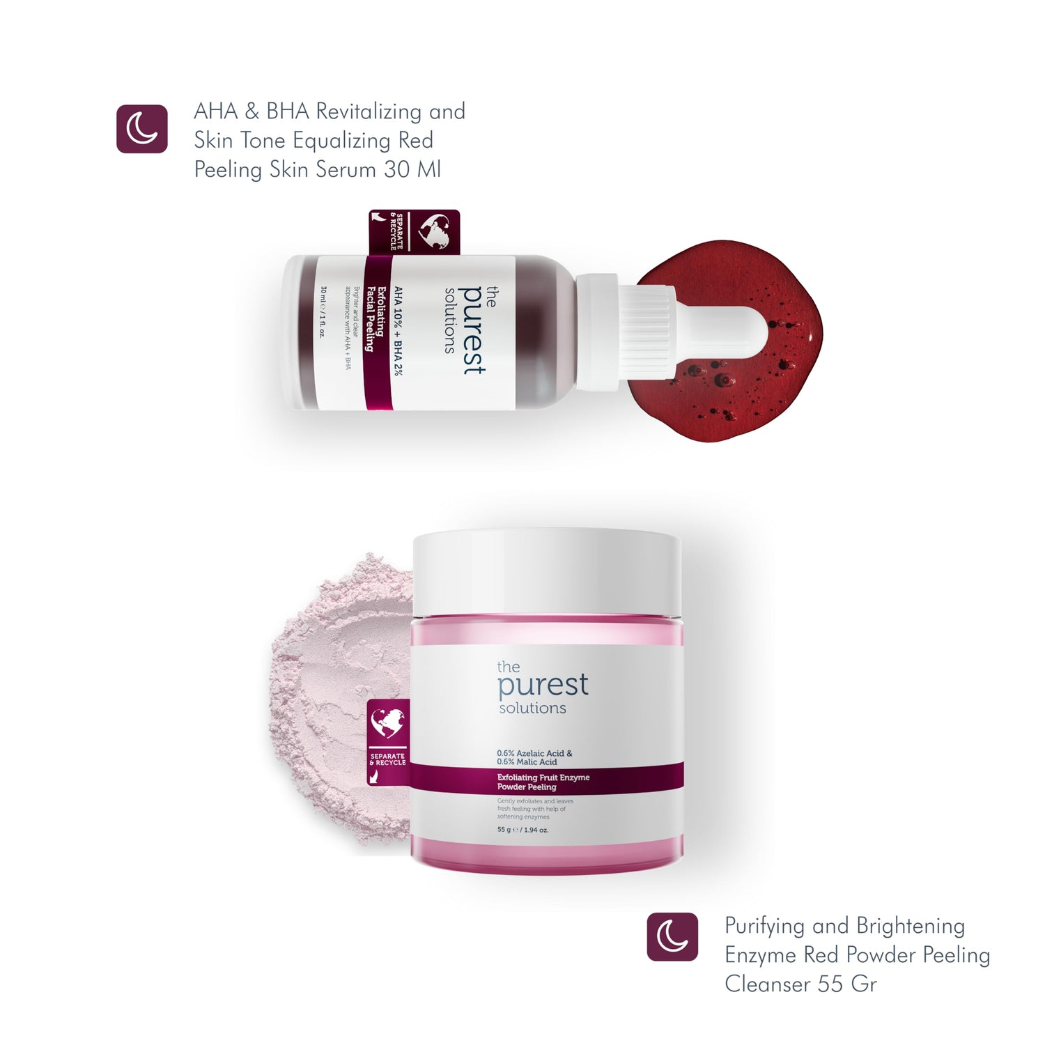 The Purest Solutions Exfoliating Facial Peeling - AHA BHA Exfoliant with Tasmanian Pepper &amp; Hyaluronic Acid - 1.01 fl oz