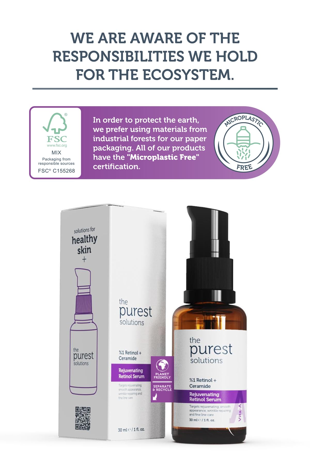 The Purest Solutions Anti-Aging Skincare Set - Retinol Serum &amp; Peptide Complex for Smoother, Youthful Skin