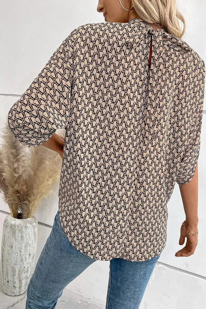 Tie Back Slit Half Sleeve Blouse by Trendsi