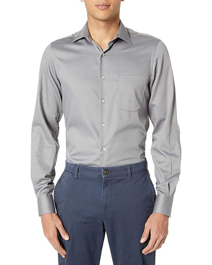 Van Heusen Mens Fitted Lux Sateen Solid Dress Shirt, Size Large