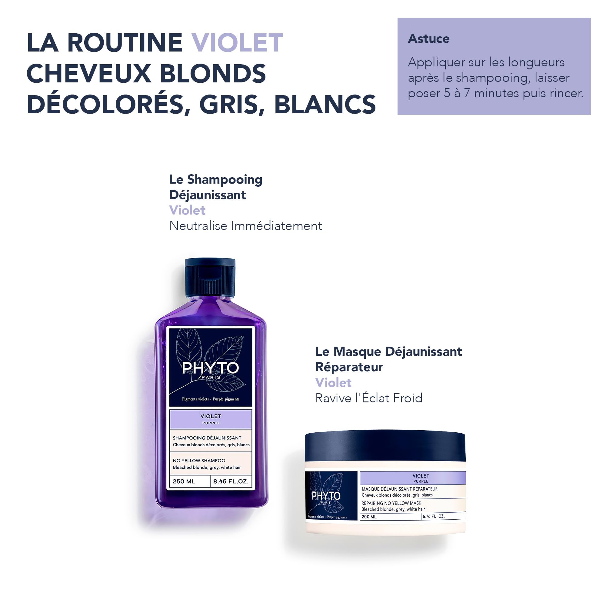 Phyto Purple Hair Mask - Neutralize Brassy Tones, Natural Care for Blonde, Grey, White Hair