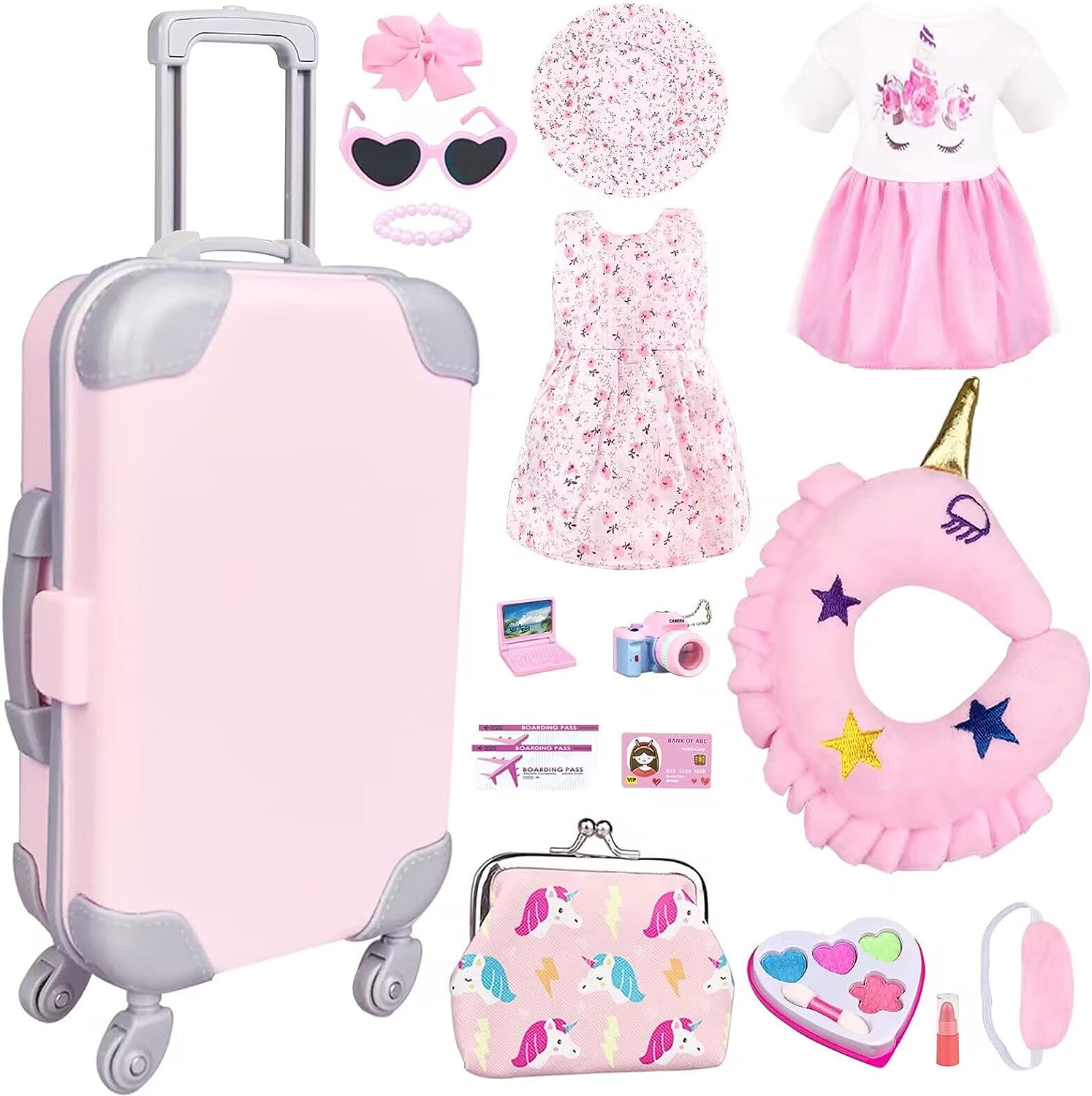 17Pcs 18 Inch Girl Doll Clothes and Accessories Doll Accessories Case Luggage