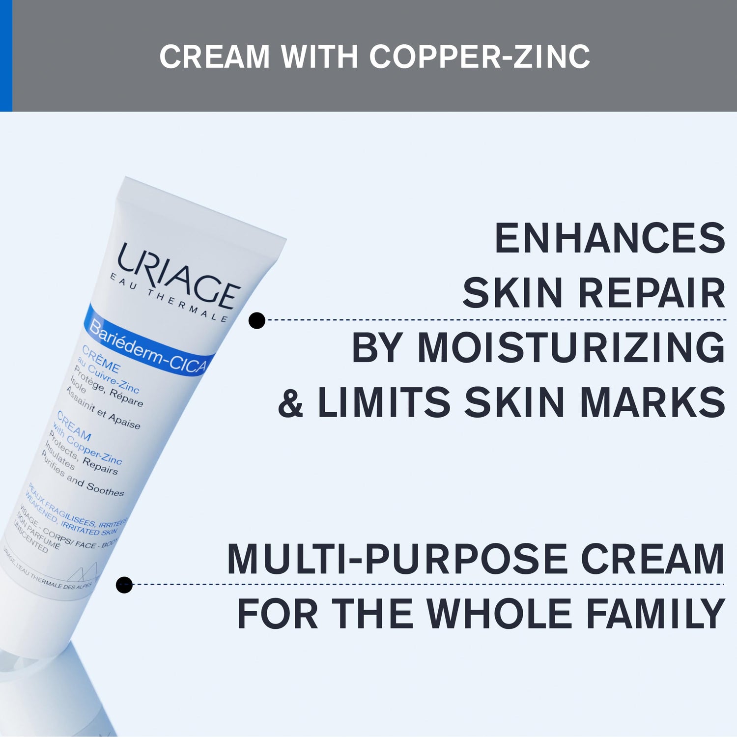 Uriage Bariederm Cica Cream - Soothing Moisturizing Cream for Sensitive Skin, Hypoallergenic &amp; Fragrance-Free