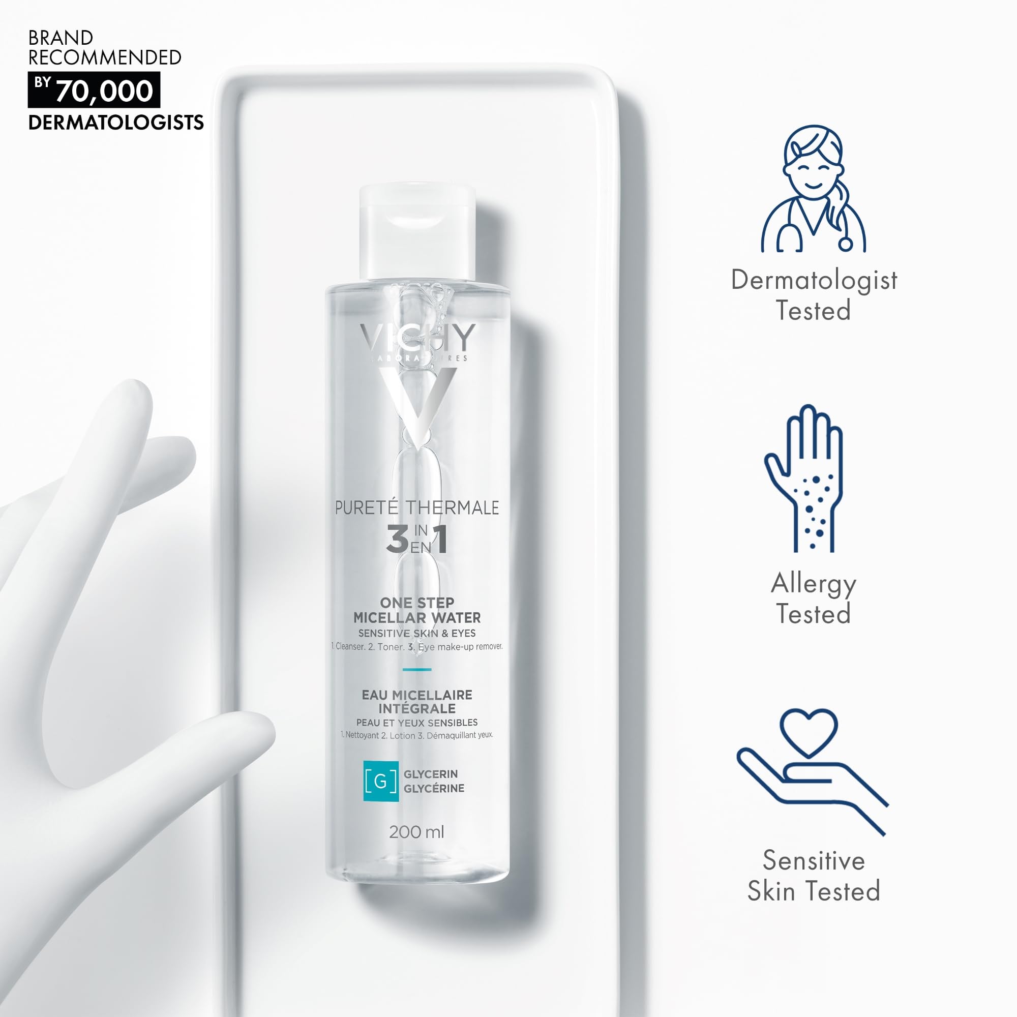 Vichy Mineral Micellar Water - Gentle Makeup Remover &amp; Cleanser for Sensitive Skin