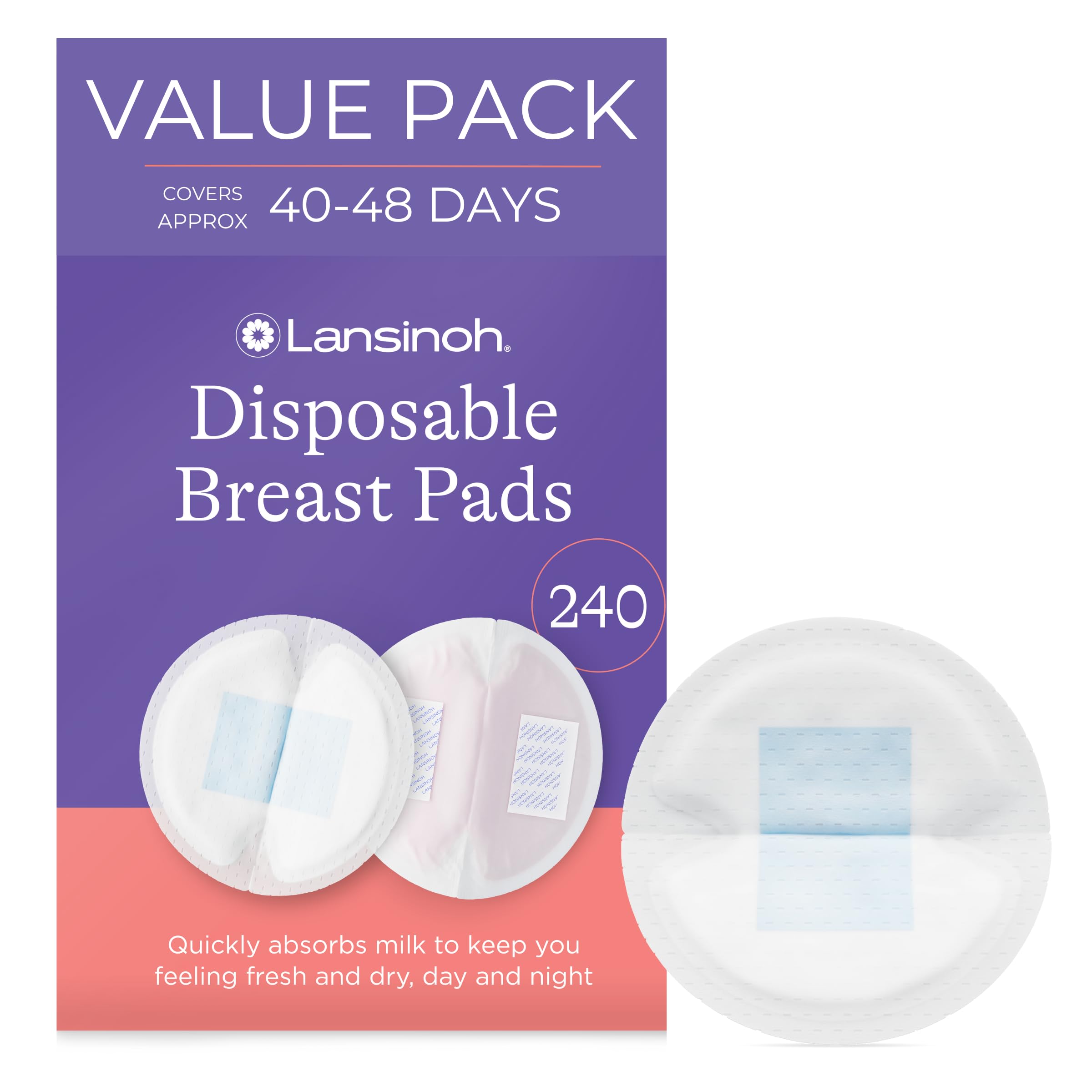 Lansinoh Blue Lock Breast Pads - Ultra-Thin, Discreet Nursing Pads for Breastfeeding Mothers - 60 Count