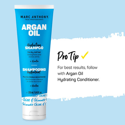 Marc Anthony Argan Oil Hydrating Shampoo - Sulfate-Free, Moisturizing Shampoo for Dry &amp; Damaged Hair, 8.45 fl oz