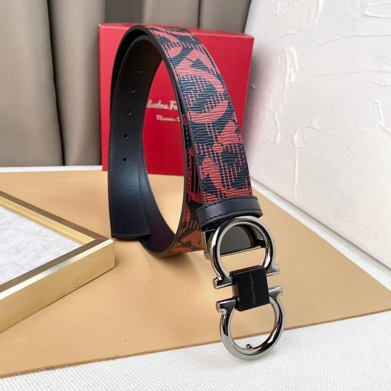 Salvatore Ferragamo Adjustable &amp; Reversible Logo All Over Men Belt &