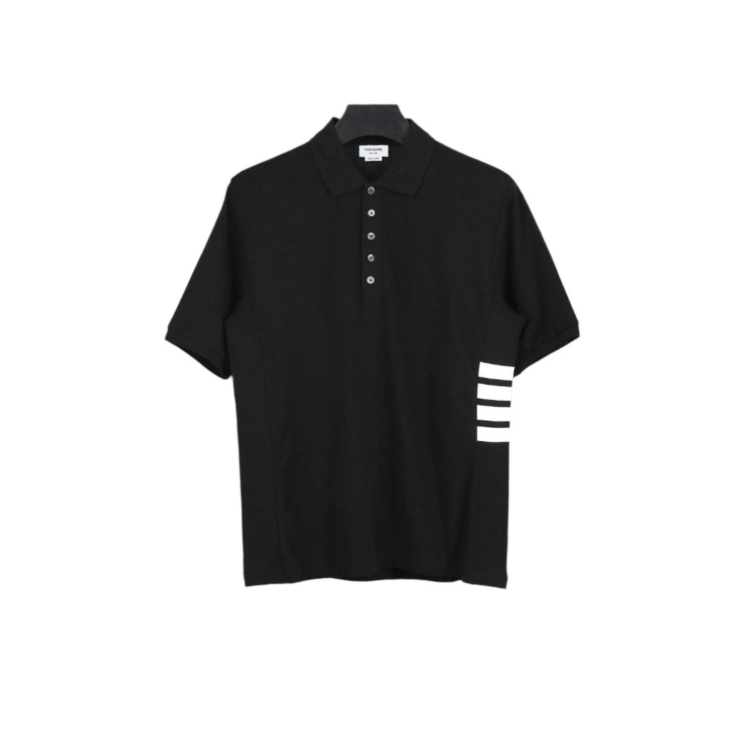 Thom Browne Black T-Shirt with Collar