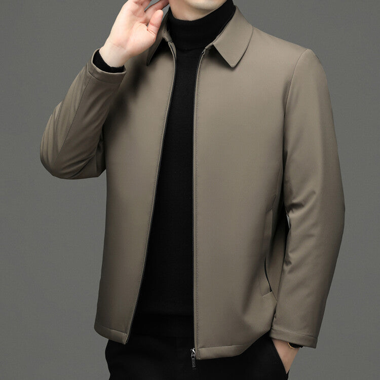 Mens Winter Down Jacket Thickened Warm Solid Color Casual Coat