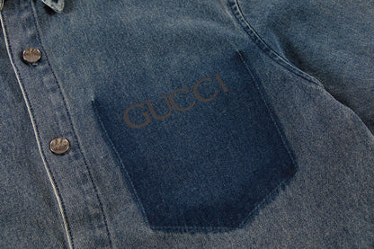 Gucci Denim bowling Blue shirt