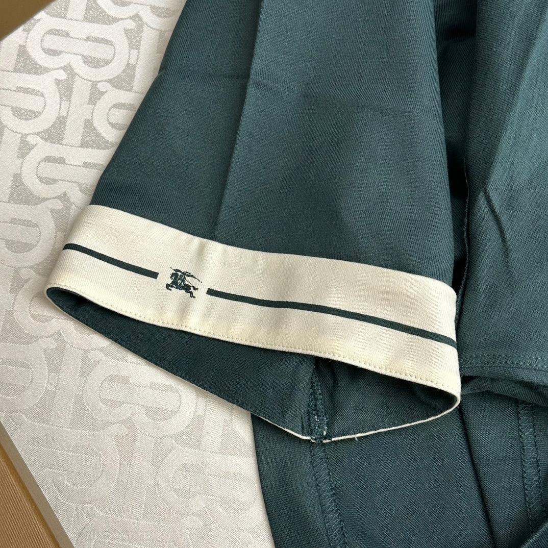 Burberry Green T-Shirt Without Collar