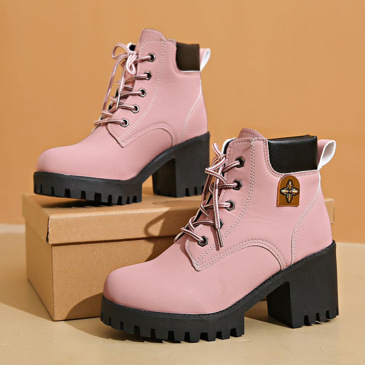 Women Chunky Heel Martin Boots