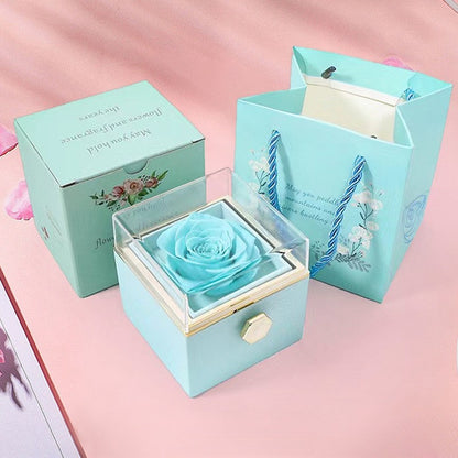 Rotating Eternal Flower Acrylic Jewelry Gift Box
