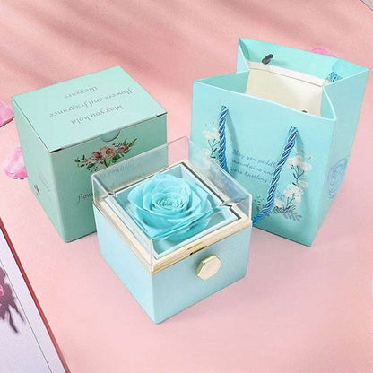 Rotating Eternal Flower Acrylic Jewelry Gift Box