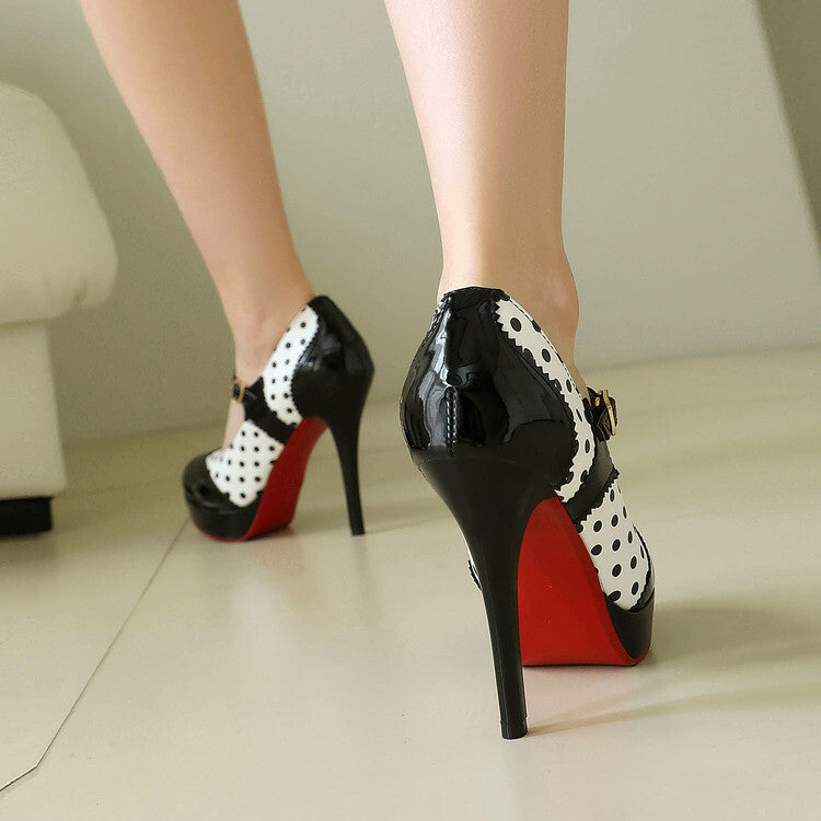 French Polka Dot Red Sole Women High Heels