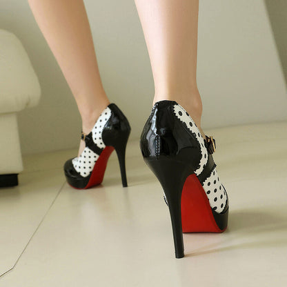 French Polka Dot Red Sole Women High Heels