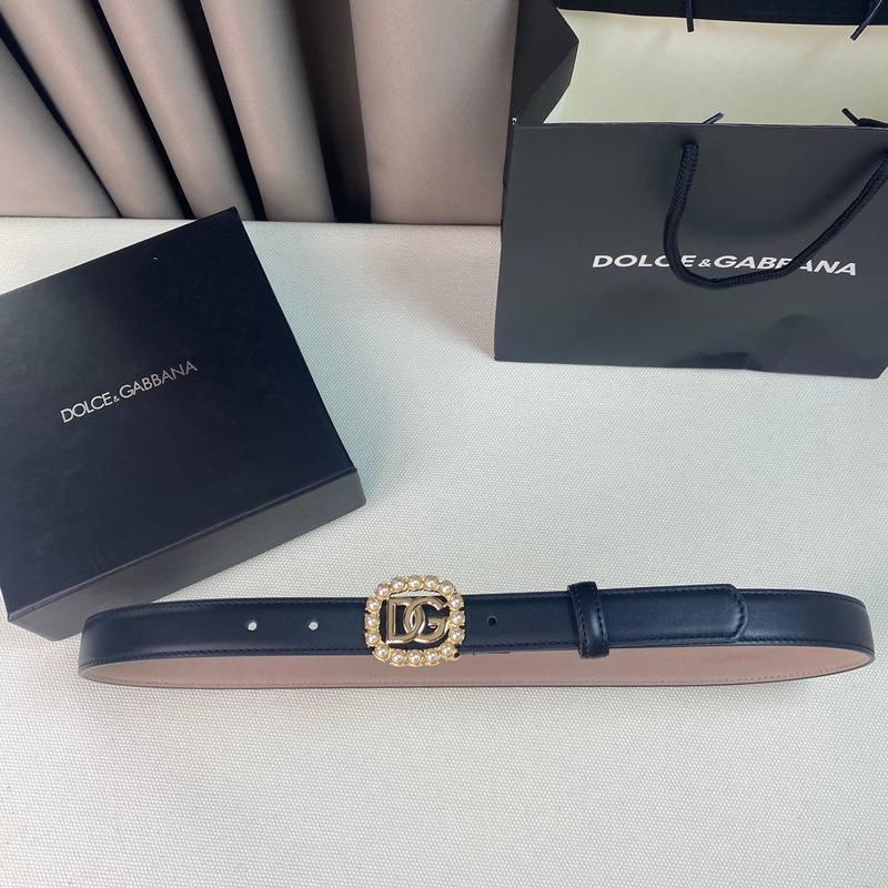 Dolce Gabbana Women Calfskin belt with bejeweled DG logo &