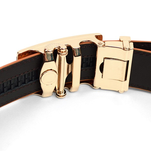 Mens Genuine Leather Sliding Buckle Belt