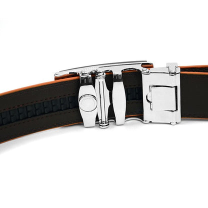 Mens Genuine Leather Sliding Buckle Belt