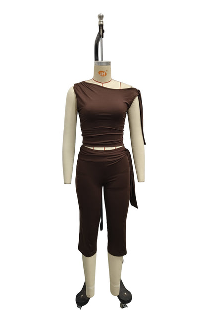 Womens Sleeveless Laced Shorts Set