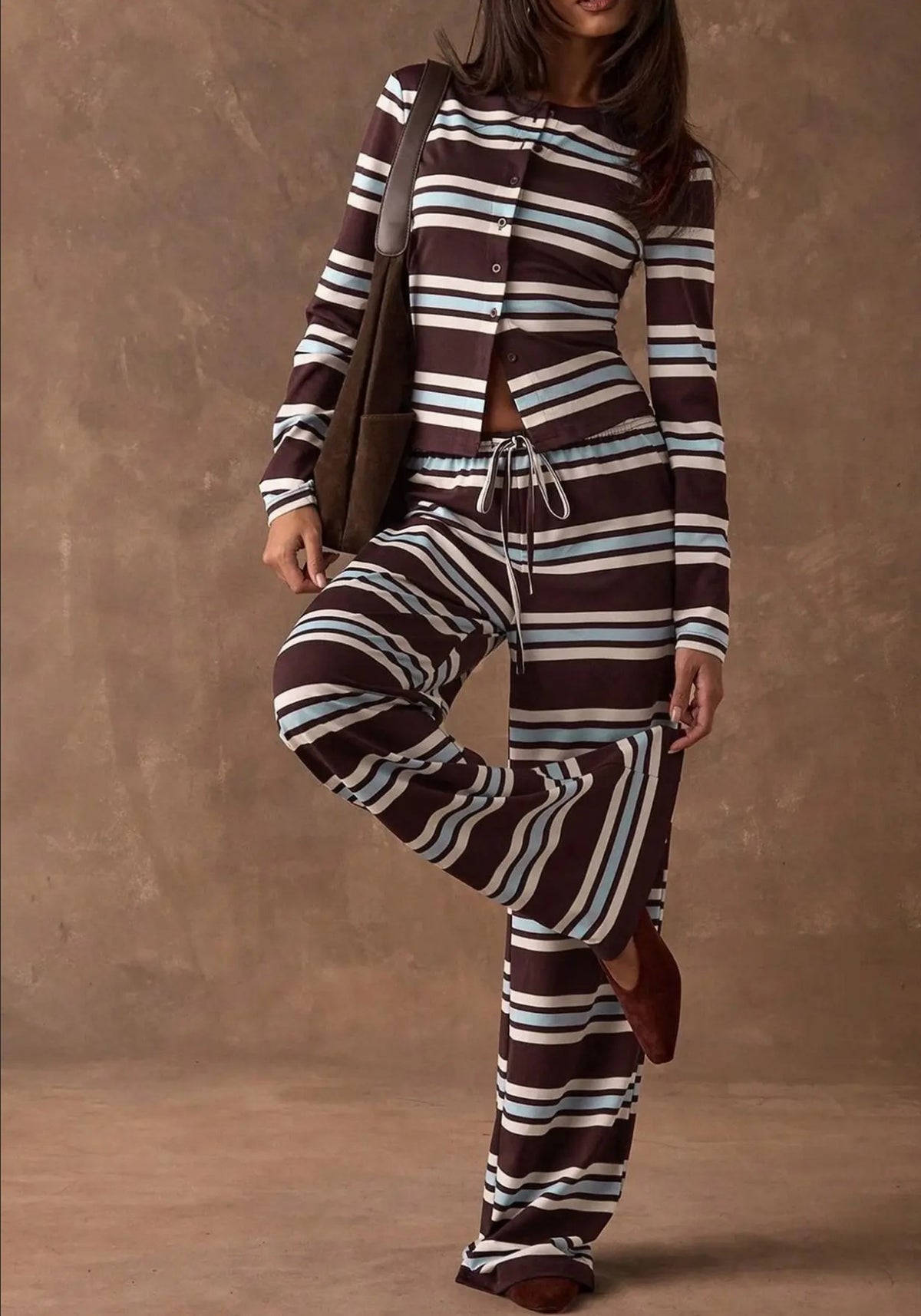 Retro Striped Pajama Set for Women