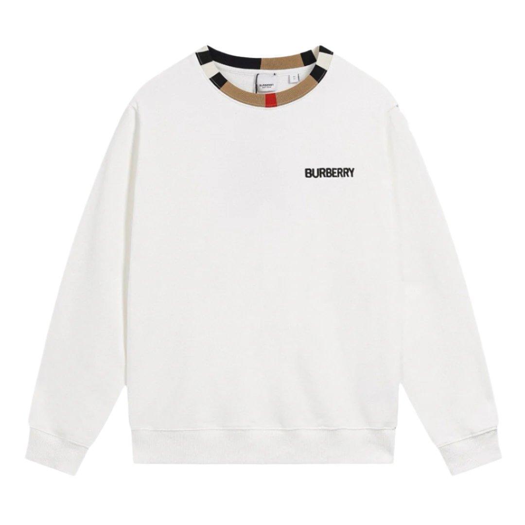 BURBERRY JARRAD WHITE COTTON ICON STRIPE COLLAR RED LOGO SWEATER