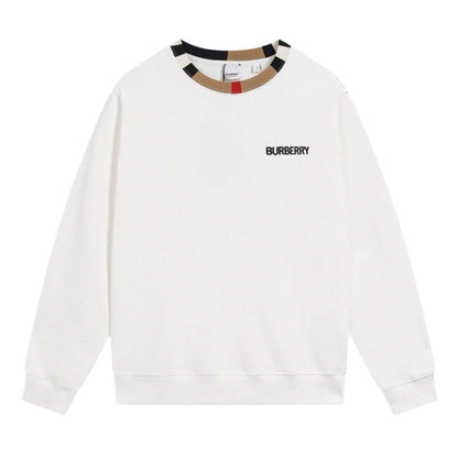 BURBERRY JARRAD WHITE COTTON ICON STRIPE COLLAR RED LOGO SWEATER