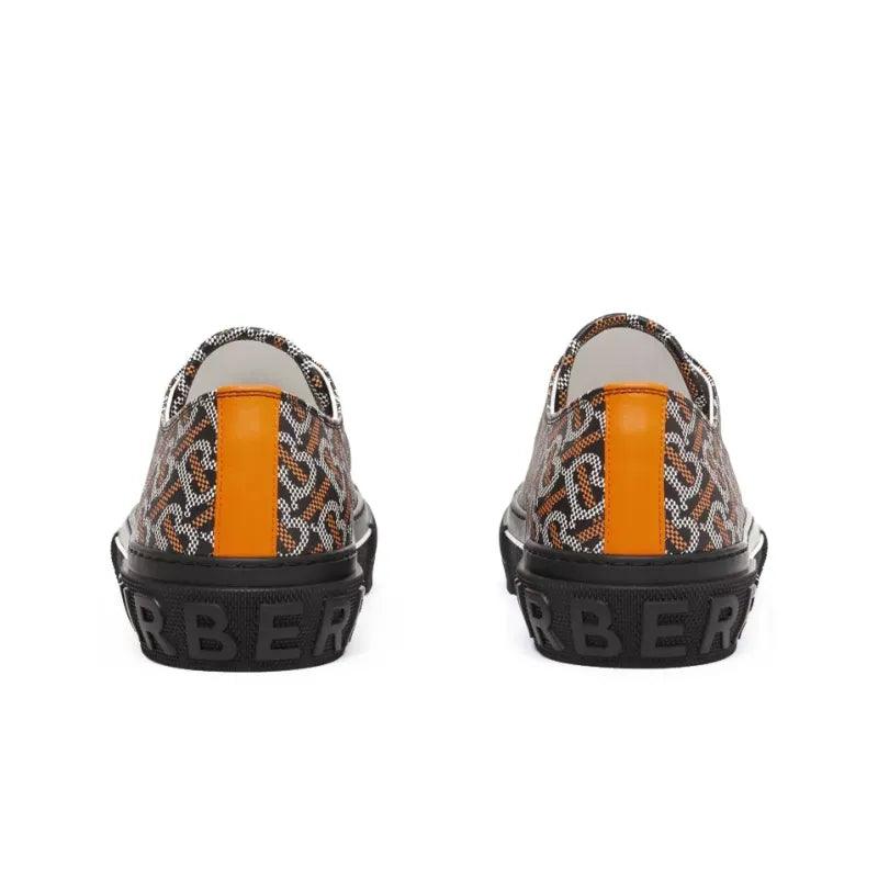 Burberry Monogram Pattern Low Top Black Orange Canvas