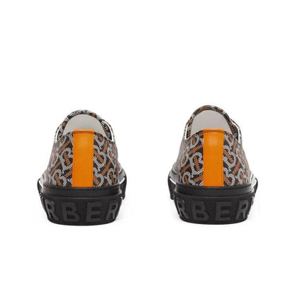 Burberry Monogram Pattern Low Top Black Orange Canvas