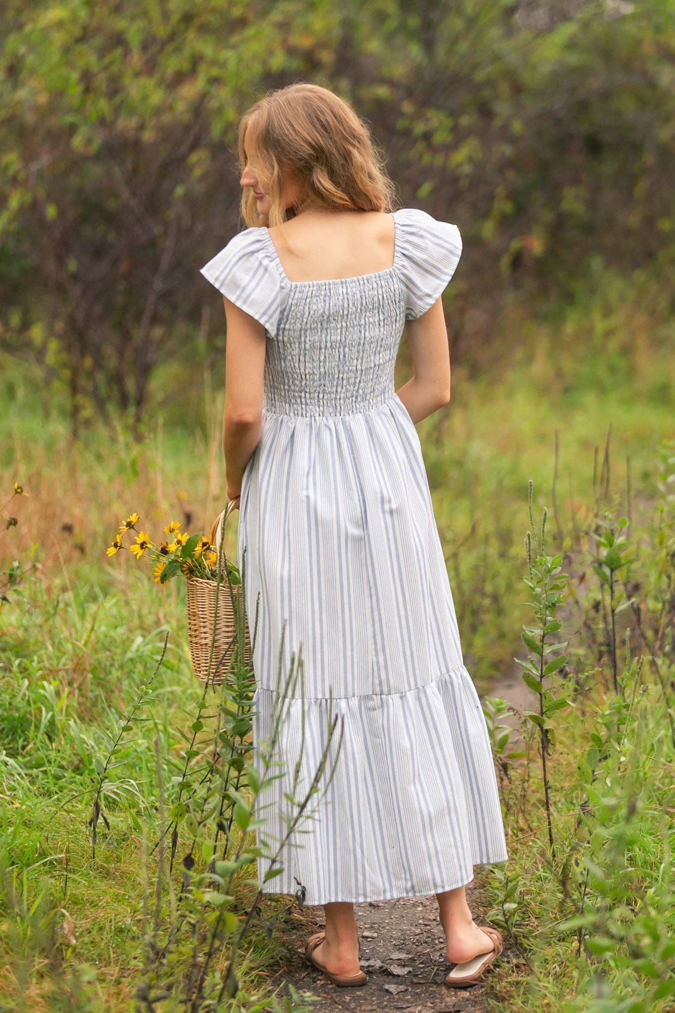 Summer Flutter Sleeve Midi Dress: XL