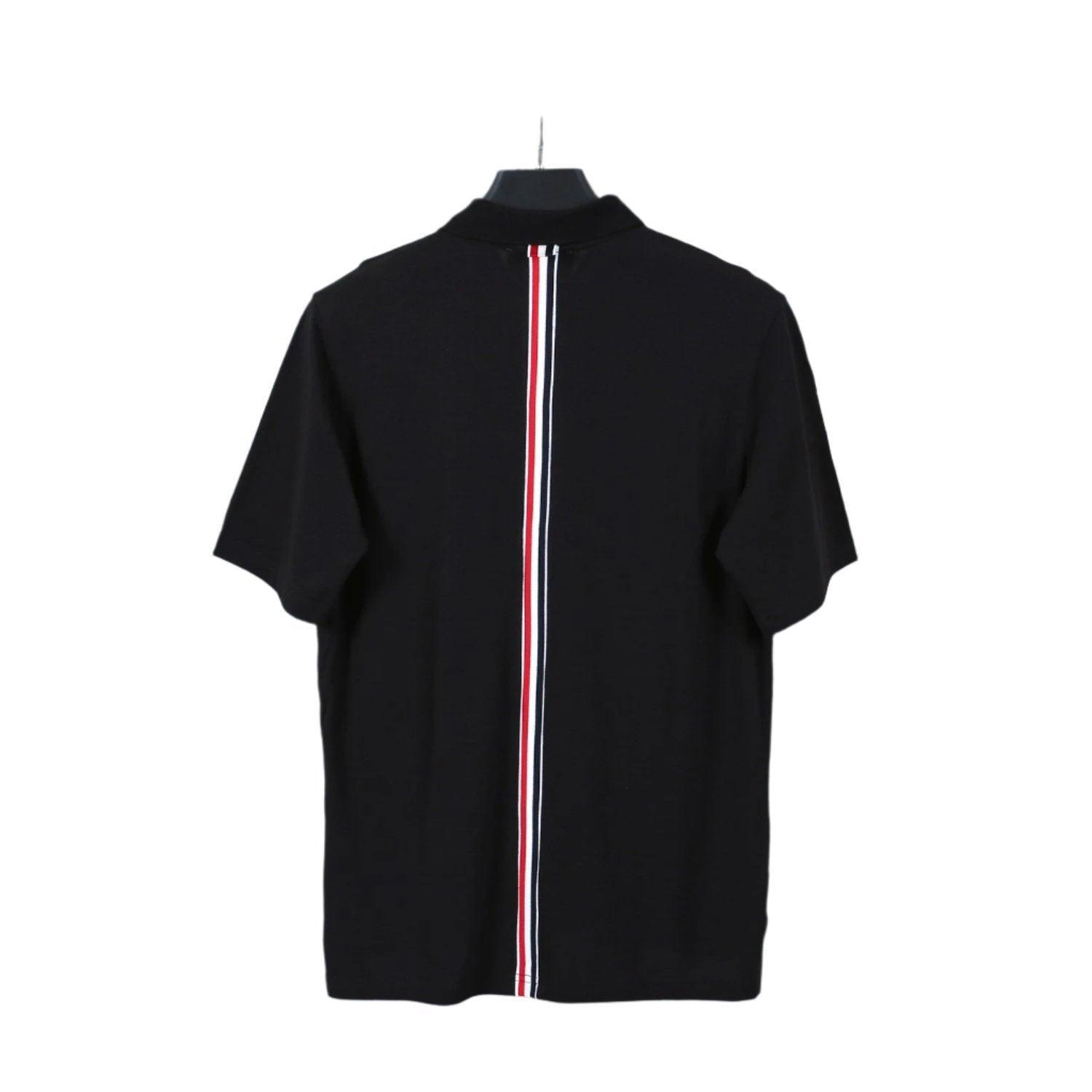 Thom Browne Black T-Shirt with Collar