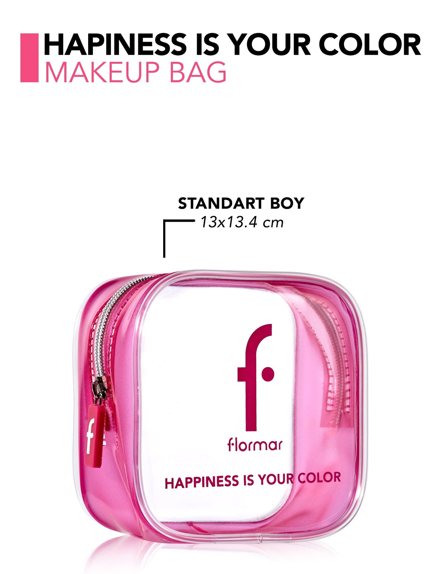 Flormar Happiness Is Your Color Pink Clear Makeup Bag
