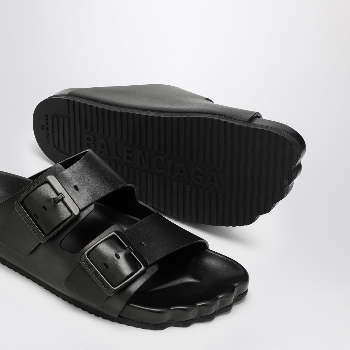 Balenciaga Black Leather Sunday Sandal