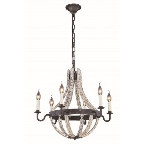 Woodland Collection Pendant D:24In. H:22In. Lt:6 Wash &amp;  Steel F