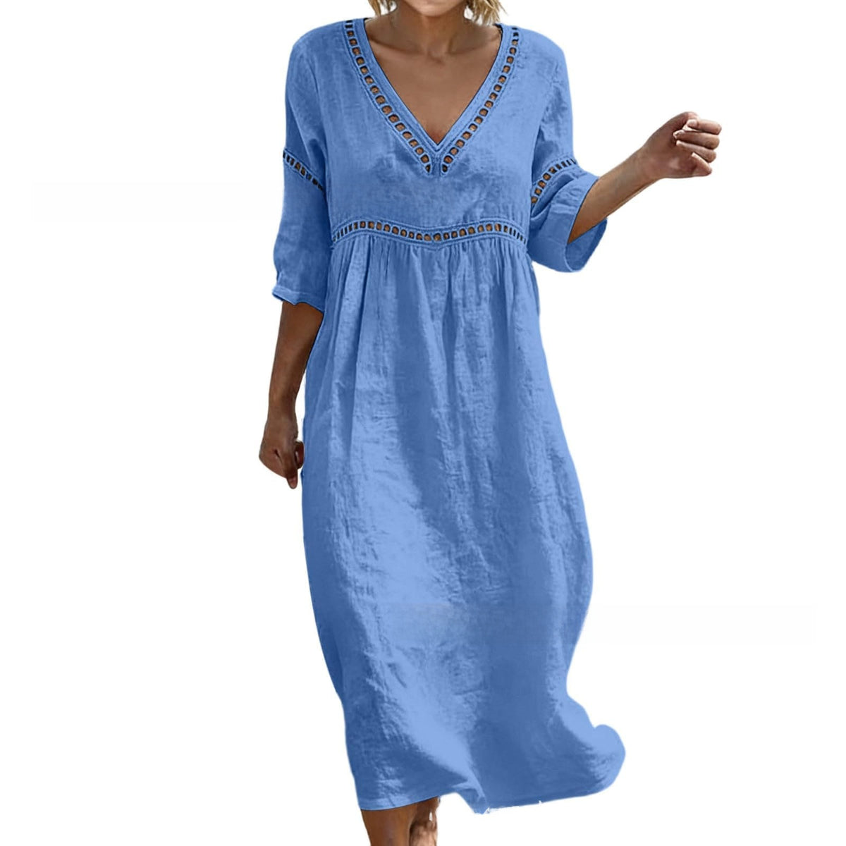 Women Summer Bohemian Lantern Sleeve Long Dress