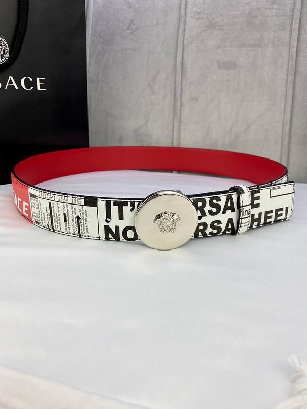 Versace MEDUSA BIGGIE ENAMEL LEATHER BELT