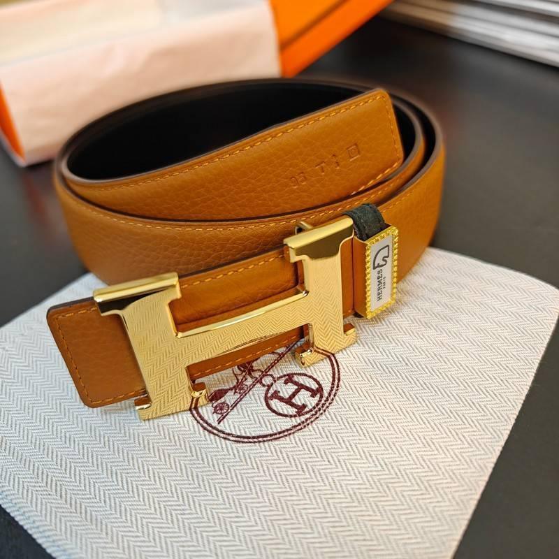 Hermes Men Gold Buckle Belt &