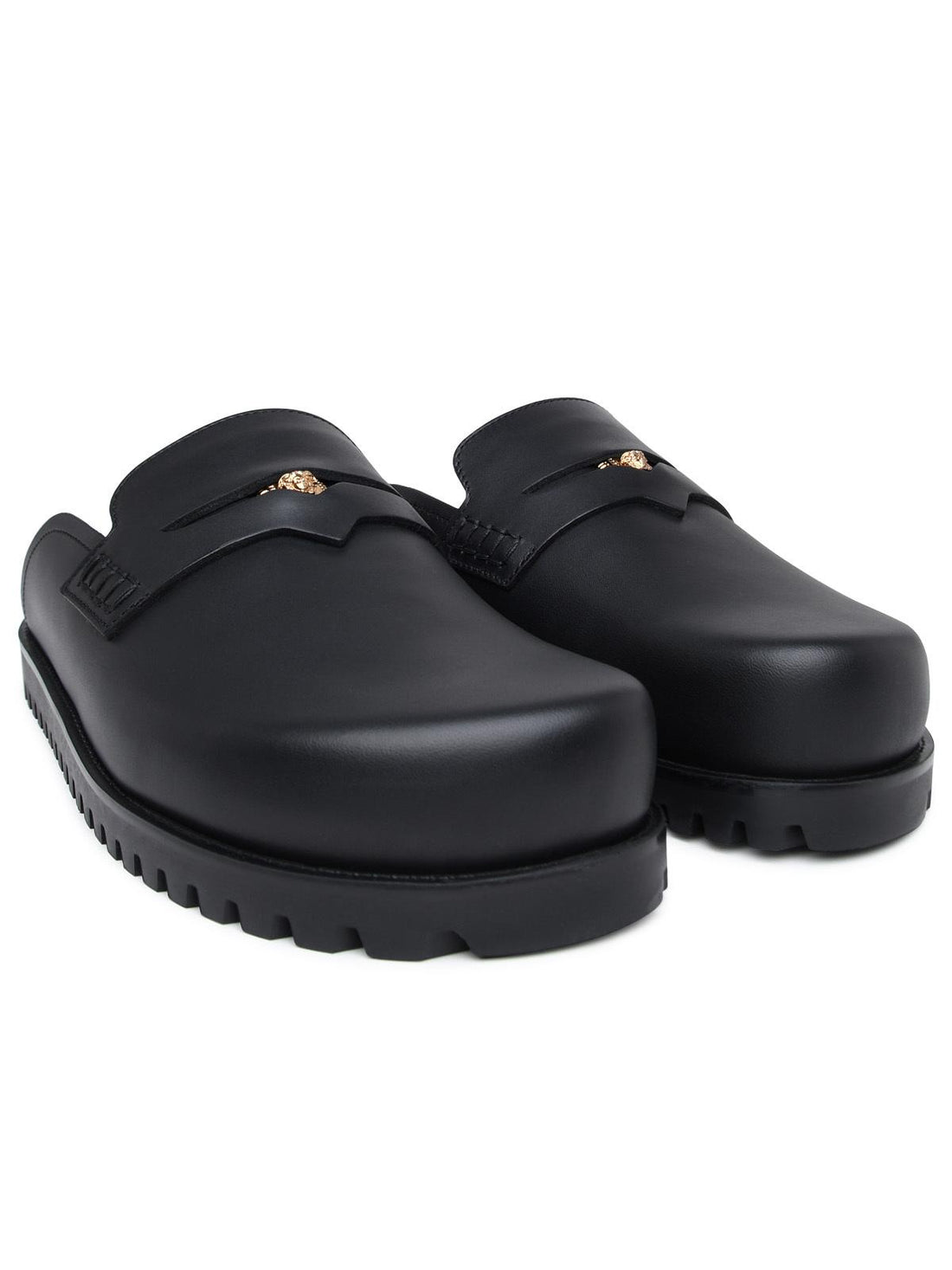 Versace Black Lear Slippers