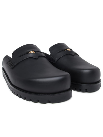 Versace Black Lear Slippers