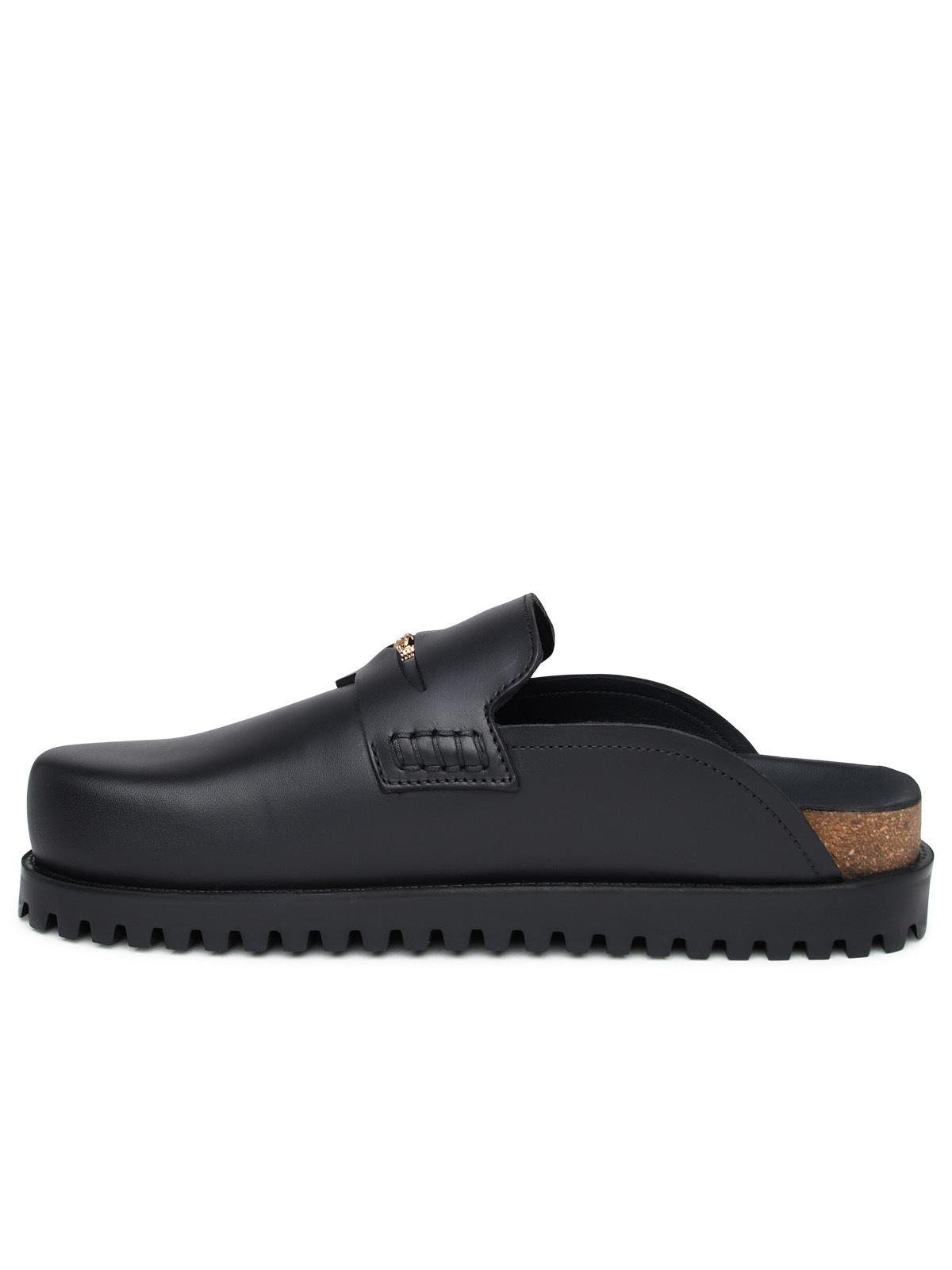 Versace Black Lear Slippers