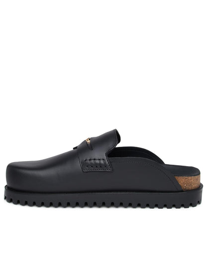 Versace Black Lear Slippers