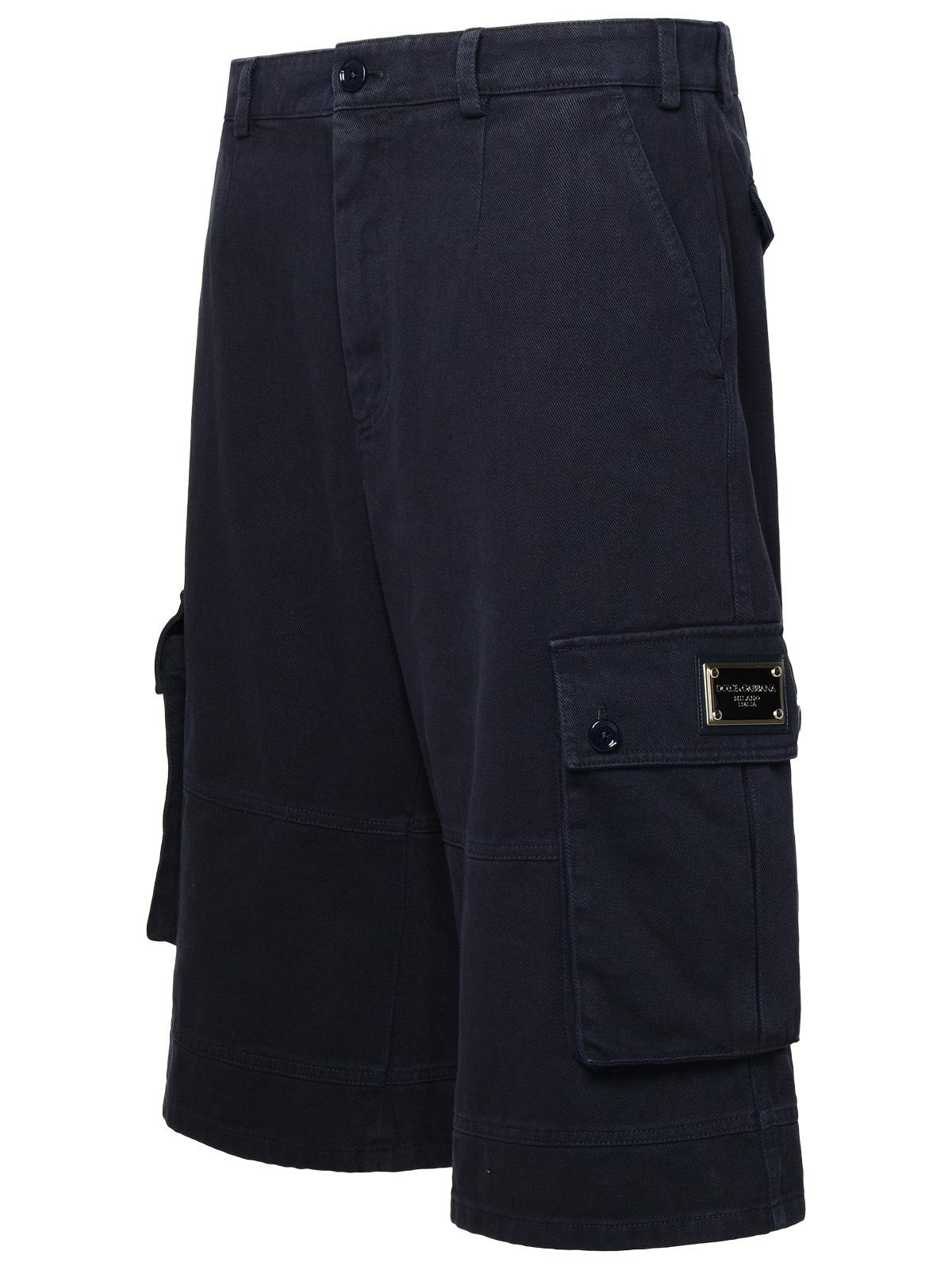 Dolce &amp; Gabbana Blue Cotton Cargo Bermuda Shorts
