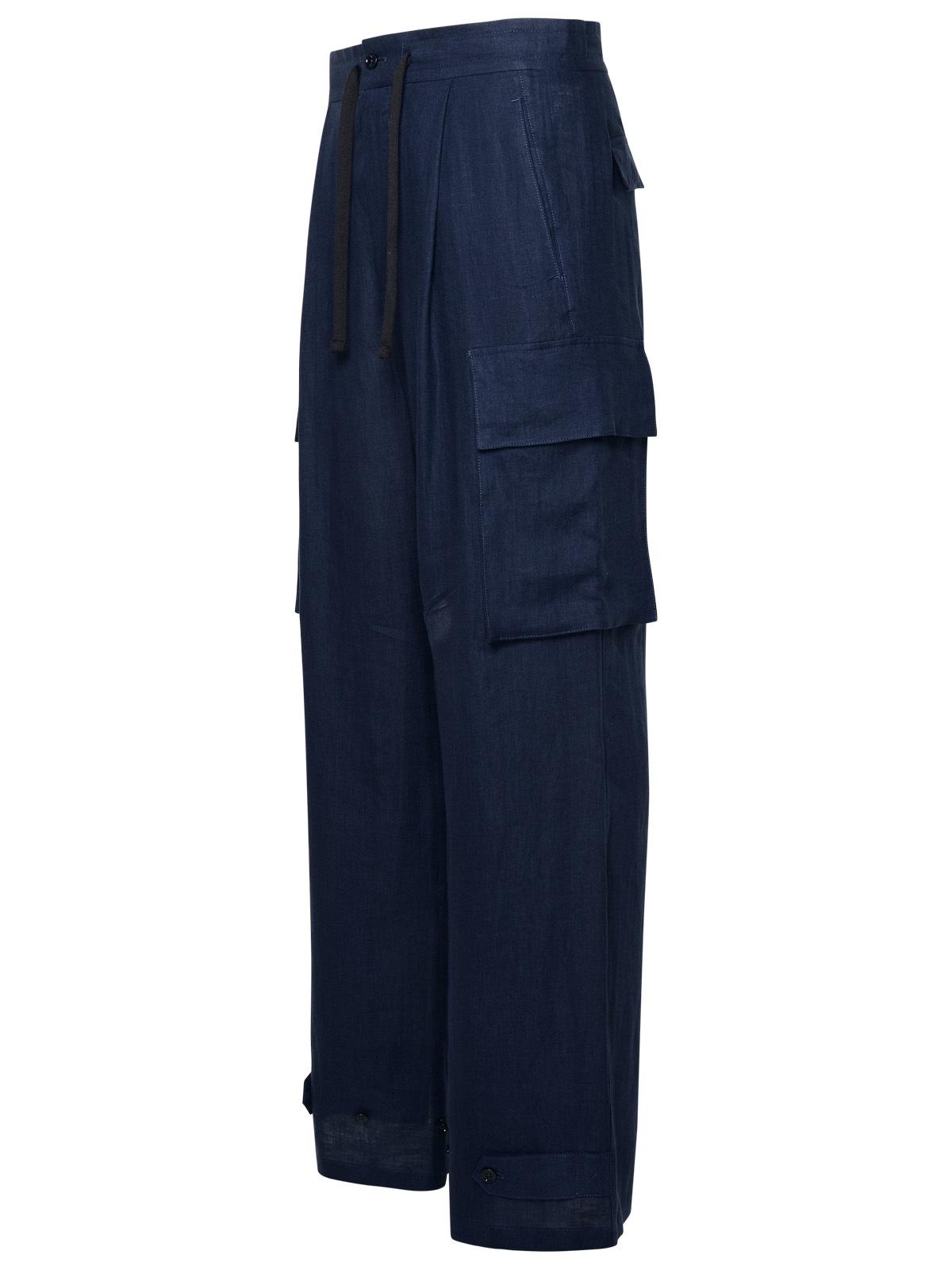 Dolce &amp; Gabbana Blue Linen Cargo Pants