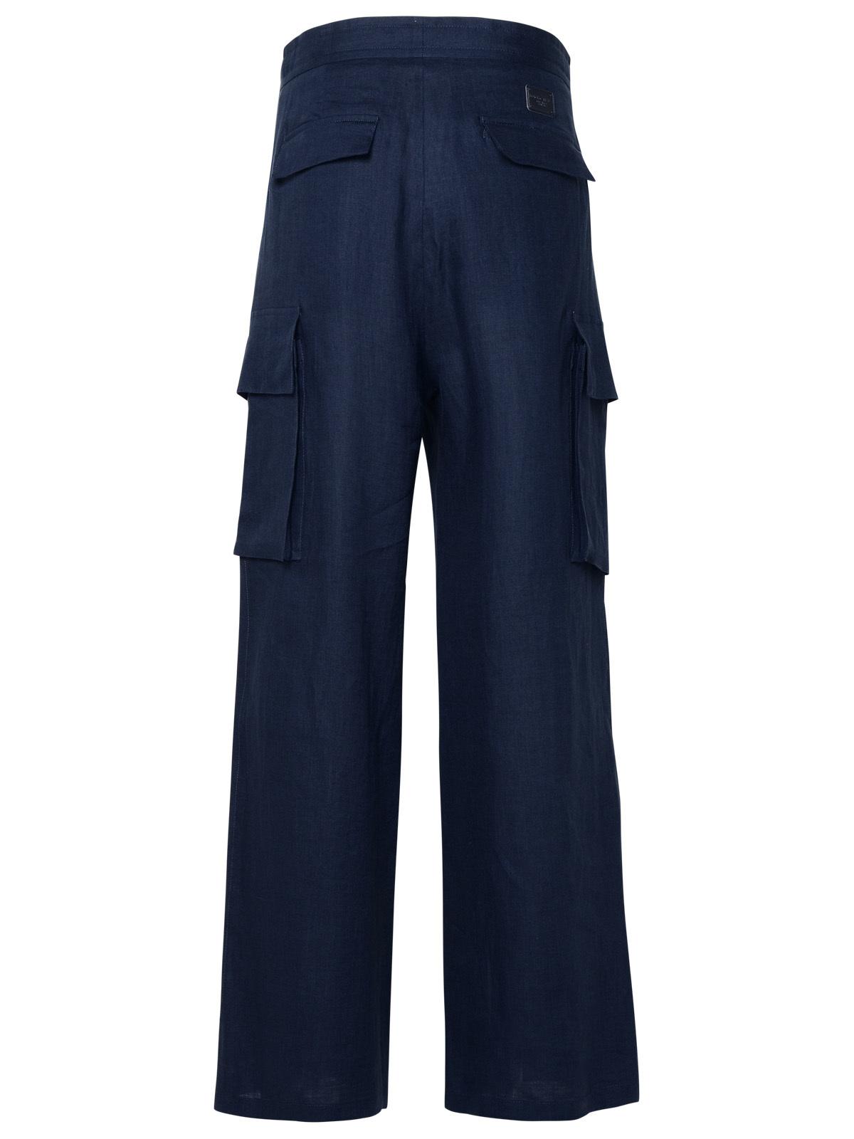 Dolce &amp; Gabbana Blue Linen Cargo Pants