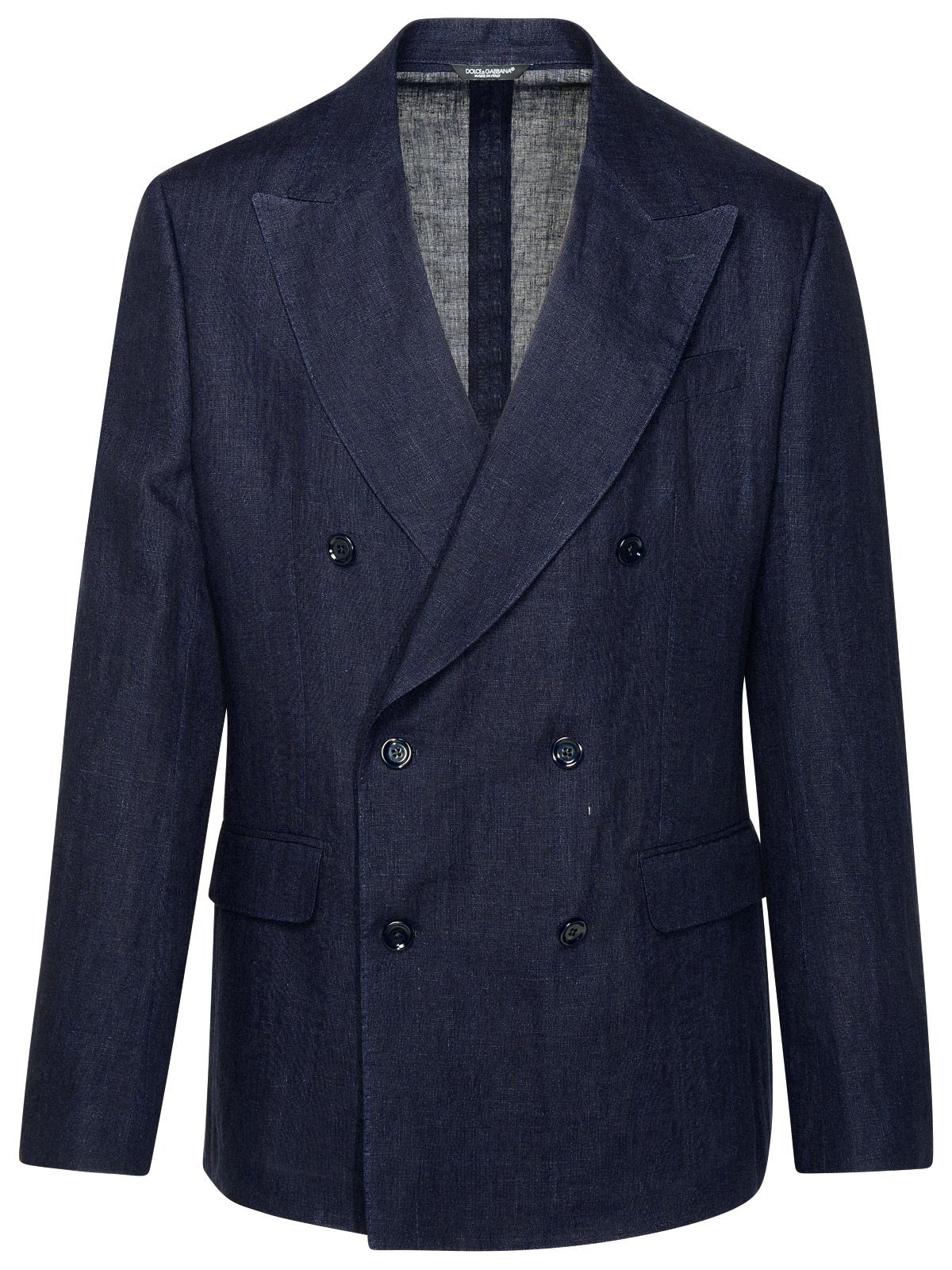 Dolce &amp; Gabbana Navy Linen Blazer