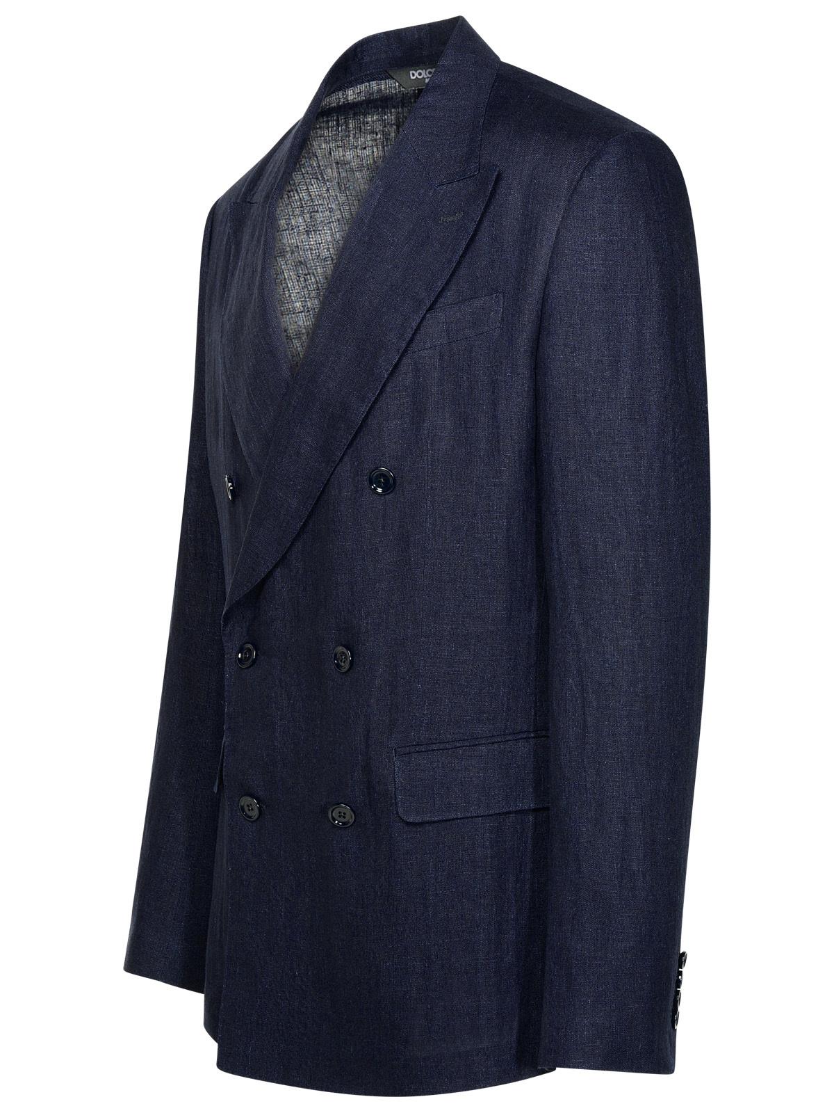 Dolce &amp; Gabbana Navy Linen Blazer