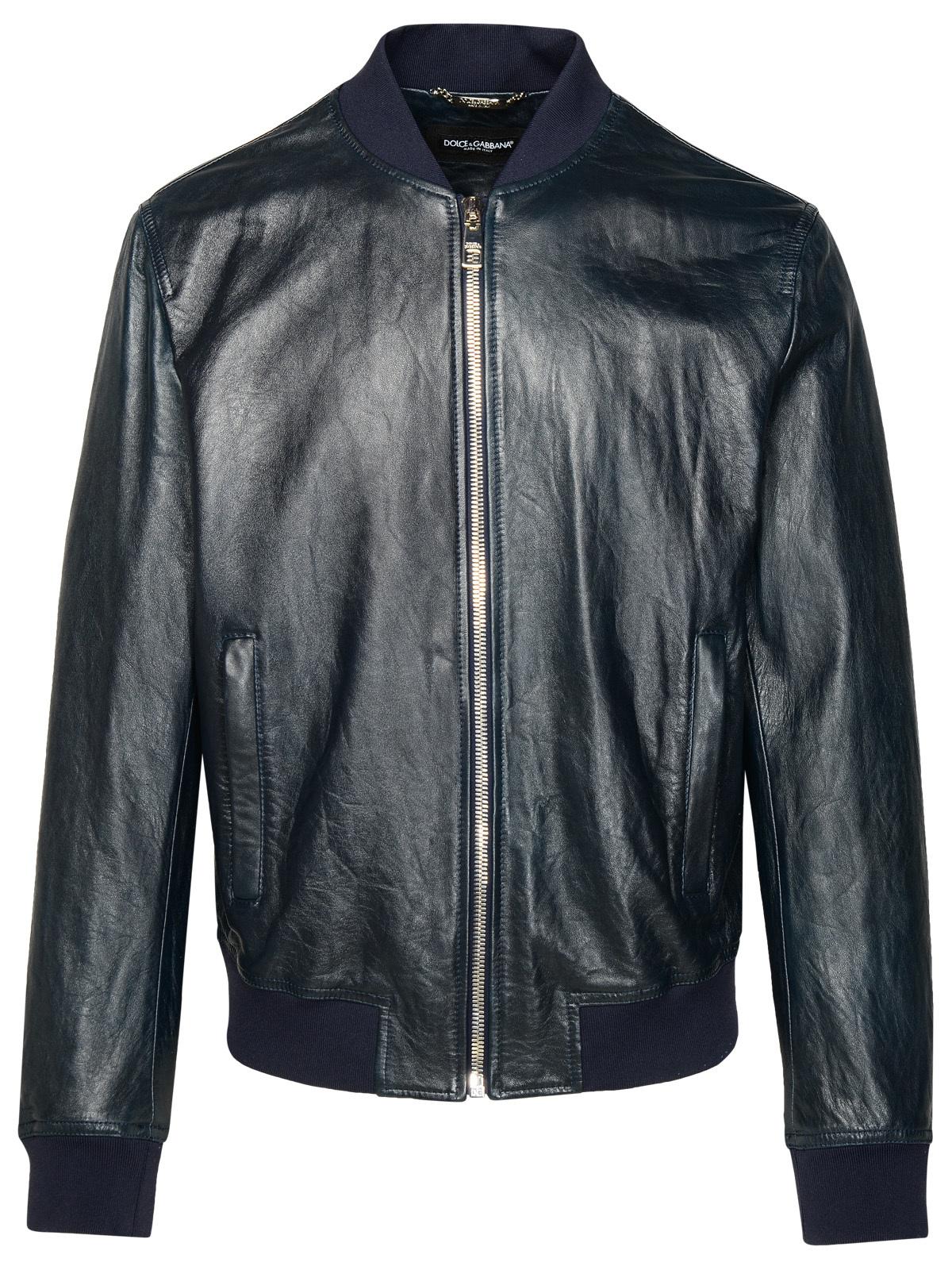 Dolce &amp; Gabbana Navy Lambskin Jacket